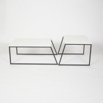 2-osaline kohvilaua komplekt Kalune Design 855, valge/must