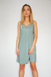 Satiinist &ouml;&ouml;s&auml;rk pitsiga Emery nightdress, khaki, XXL