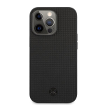 Mercedes MEHCP13LMBLBK iPhone 13 Pro / 13 6,1 musta/musta kaitse&uuml;mbris Nahast v&otilde;rguga ja metalllogo.
