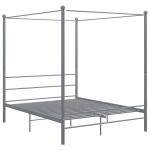 vidaXL baldahhiiniga voodiraam, hall, metall, 160 x 200 cm, Pilka