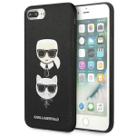 Karl Lagerfeld KLHCI8LSAKICKCBK iPhone 7 Plus | 8 Plus black hardcase Saffiano Karl&Choupette Head