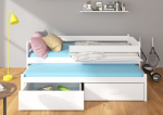 Lastevoodi Adrk Furniture Tiarro koos k&uuml;ljekaitse ja madratsiga, 90x200 cm, valge