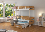 Narivoodi koos madratsiga Adrk Furniture Etapo 80x180cm, valge/pruun