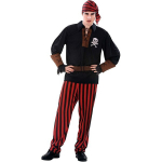 Jolly Pirate Costume for Men - Brand - Size M-L - Red - Multicolor - Interior