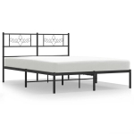 vidaXL metallist voodiraam peatsiga, must, 150x200 cm