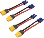 2 paari XT60 ja EC5 adaptereid - isane ja emane - 12AWG silikoonkaabel RC mudelitele ja droonidele