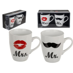 Portselanist kruus, Mr & Mrs, 2tk