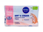 Niisked salvr&auml;tikud beebidele Nivea Baby Soft & Cream Cleanse & Care Salvr&auml;tikud 2x57 tk.