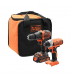 BLACK+DECKER KOMPLEKT 18V KRUVIKEERAJA + KRUVIKEERAJA 1x1,5Ah + KOTTI