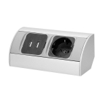 Pistikupesa 230V + 2xUSB - OR-AE-1310(GS) schuko, srebrny