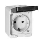 &Uuml;ksik 2P+Z Schuko pistikupesa AQUATIC MINI IP54 valge-must