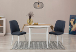I&scaron;plečiamas valgomojo stalo ir kėdžių rinkinys (3 vienetai) Vina 1048 - White, Navy Blue