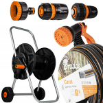 Aiavooliku komplekt Brad Carat WFC1/230, 1/2, PVC, 3 adapterit, pihustusp&uuml;stol, voolikuk&auml;ru, eriti tugev, 30 m, must/oranž