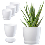 3x lillepott 20cm Katte alusega Valge