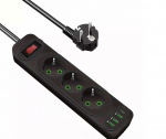 Riff F23U 3 pesa + 3 USB + 1 USB-C / 2 m kaabel ja sisse-/v&auml;ljal&uuml;litusnupp