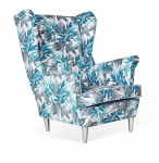 ARI PRINT Skandinaavia k&otilde;rvaklappidega tugitool Family Furniture hallikas-sinised lehed