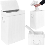 Bambusest pesukorv kaanega SOREN 80L valge