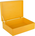 Suur puidust kast kaanega, kollane, Creative Deco, 40 x 30 x 14 cm, dokumendid, m&auml;nguasjad, t&ouml;&ouml;riistad, t&ouml;&ouml;riistad