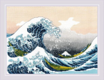 Ristpistekomplekt "The Great Wave off Kanagawa after K. Hokusai Artwork" 40x30 RIOL2186