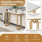 Costway 110 cm pikkune konsoollaud Moodne sissep&auml;&auml;sulaud kunstmarmorist plaadiga valge + kuldne