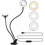 LED Selfie lamp koos klambriga 5W, CCT, 24LED, &Oslash;9 cm