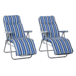 Outsunny p&auml;ikesevoodi 2 p&auml;ikesevoodi komplekt koos pehmendusega, kokkupandav, reguleeritav seljatugi, teras+pol&uuml;ester, sinine, 60x75x65-102cm