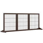 Koerapiirdeaed Puidust Vabaltseisev Kaitsev V&auml;rav Jalgadega 185 x 71 cm Koerav&auml;rav Trepikaitsev&auml;rav Trepiv&auml;rav Koertepiirdeaia V&auml;rav Treppidele, Ustele, K&ouml;&ouml;ki, Esikusse, 3 paneeliga, Pruun