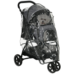Koerak&auml;ru Lemmikloomak&auml;ru kuni 10kg kokkupandav vihmakate 2 turvarihma 83cm x 55cm x 101cm Hall + Must