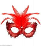 Doomino mask punaste sulgedega