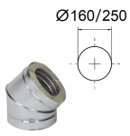 Isoleeritud 45&deg; k&otilde;ver. D-160/250 mm.