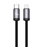 Jellico B27 Kootud Puuvill iPhone & iPad USB-C to Lightning Andmete & Kiire PD 30W Laadimiskaabel 1m Must