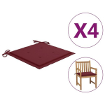 vidaXL aiatooli istmepadjad, 4 tk, veinipunane, 50 x 50 x 3 cm, kangas