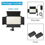 T&auml;iustatud LED stuudio Light-NA-U600-LB 2 aku