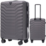 Wings Geomeetriline Keskmine Reisikohver 63L, Tumehall, ABS, 4 Rattaga, Lukuga, Unisex