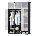 Suur modulaarne riidekapp raamaturiiul 12x riidekapp must kokkuklapitav lai xxl