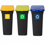Plafor Komplekt J&auml;&auml;tmemahutid Flap Bin 3x75 L Plastik Klaas Paber sorteerimiseks