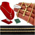 Kuldne kett kuninglik punutis + rist 925 kingitus poisile ristimiseks