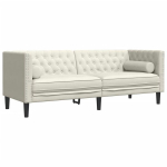 3-kohaline Chesterfield diivan rullpatjadega kreemjas samet CFE41936