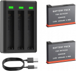 2 akut Insta360 X3 Black jaoks, 3 kanaliga Usb laadimisjaam