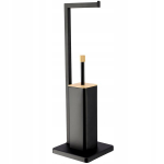 Kadax vannitoakomplekt: tualettpaberi hoidik harjaga 2in1, terasest hoidik, must