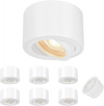 Geyoulux 6 tk pinnale paigaldatavate prožektorite komplekt, valge, 5 W, 500 lm, lamedad pinnale paigaldatavad prožektorid, 4000 K, neutraalne valge, 30&deg; p&ouml;&ouml;ratav, alumiiniumist led-laeprožektorid, l&auml;bim&otilde;&otilde;t 80 x 50 mm