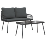 2-osaline aianduse komplekt pehmendustega must pol&uuml; rattan CFE242615