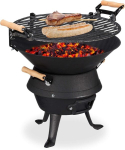 Relaxdays malmist grill-vaat, reguleeritava k&otilde;rgusega grillrest, ventilatsioon, vaadi grill s&ouml;ele, k x l x s 40 x 45 x 36 cm, must
