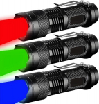 3 pakki punaseid rohelisi siniseid valgusrikkaid v&auml;ikeseid taskulampe, led mini taskulamp, k&otilde;rge valgusvoog, pliiatsi taskulamp 3 režiimiga, suumitav taskulamp klipsiga, taskulamp telkimiseks, v&auml;litingimustes kasutamiseks, h&auml;daolukordadeks