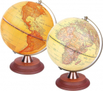 Exerz 20 cm antiikne inglise kaart led valgustusega &otilde;pilase gloobus puidust alusega, moodne kaart vintage v&auml;rvides