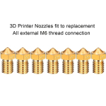 16 tk M6 3d d&uuml;&uuml;side ekstruuderi prindipea 7 erinevas suuruses 0,2 mm, 0,3 mm, 0,4 mm, 0,5 mm, 0,6 mm, 0,8 mm, 1,0 mm Makerbot 3d printerile