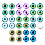 Kabo&scaron;onide komplekt Klaas, Silmad, &Uuml;mmargused, 8 v&auml;rvi/4 tk, 10x3.5mm, 32tk/komplekt