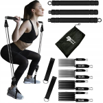 Treeningu varras koos takistuskummidega MuscleForge, 100 cm, must