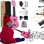 Winzz R&oacute;ža sopran ukulele komplekt algajatele ja lastele koos kotiga