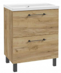 Vannitoakapp koos valamu ja 2 sahtliga 80x80cm Standing Oak Craft Cassandra